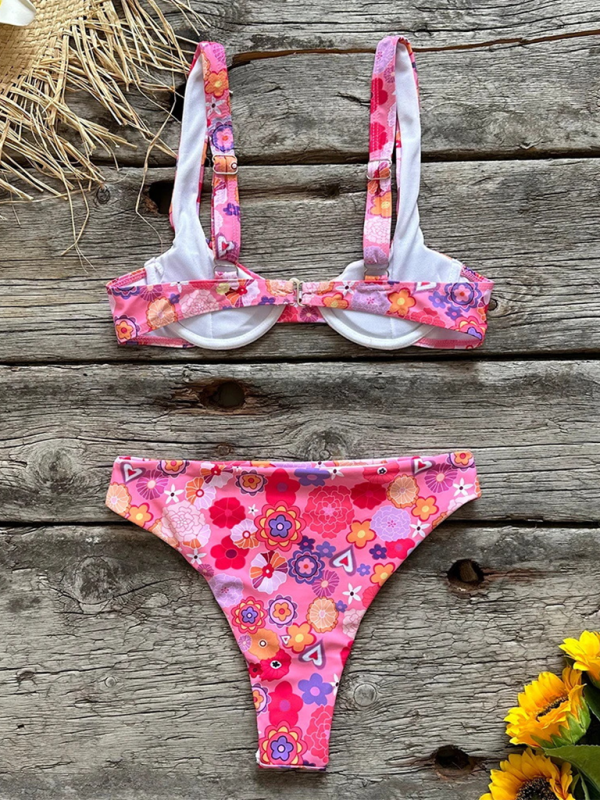 Levoire | Femme nouveau sexy coupe basse imprimé ensemble bikini de plage