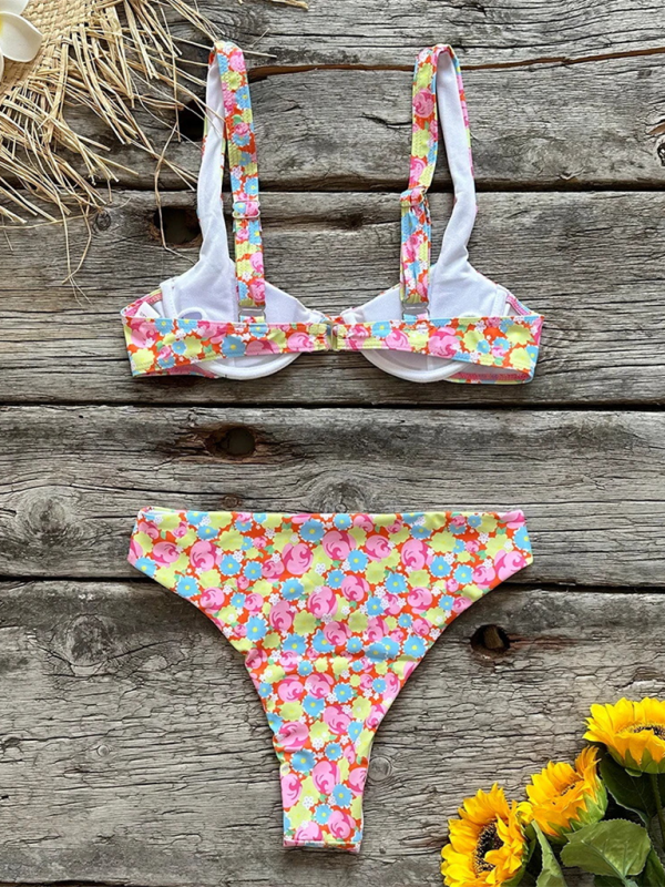 Levoire | Femme nouveau sexy coupe basse imprimé ensemble bikini de plage