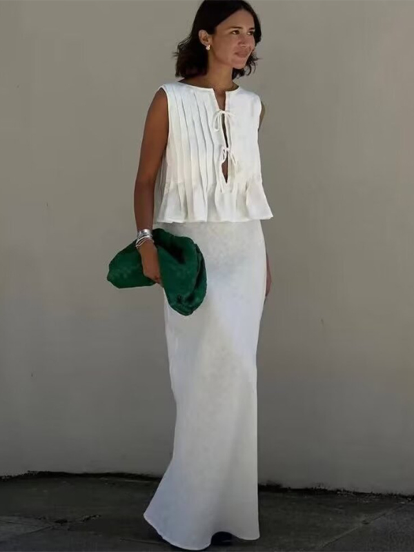 Levoire | Femmes Nouveau Modèle Chemisier Court Pantalons Amples Ensemble Blanc
