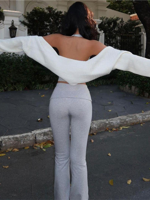 Levoire | Pour les femmes nouveau sexy sans ventre halterneck gilet confortable mince taille haute tenue de spectacle