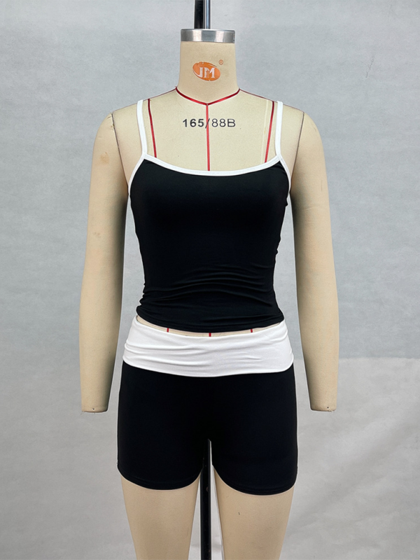 Levoire | Nouveau style pantalons ceintures couleur contrastée haut taille basse shorts décontractés vêtements de sport
