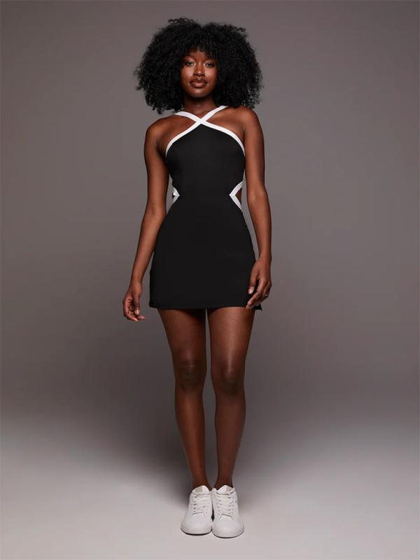 Levoire | Femmes nouvelle couleur-écart simple anti-allergie confortable vêtements de yoga tennis dévoiler ventre robe