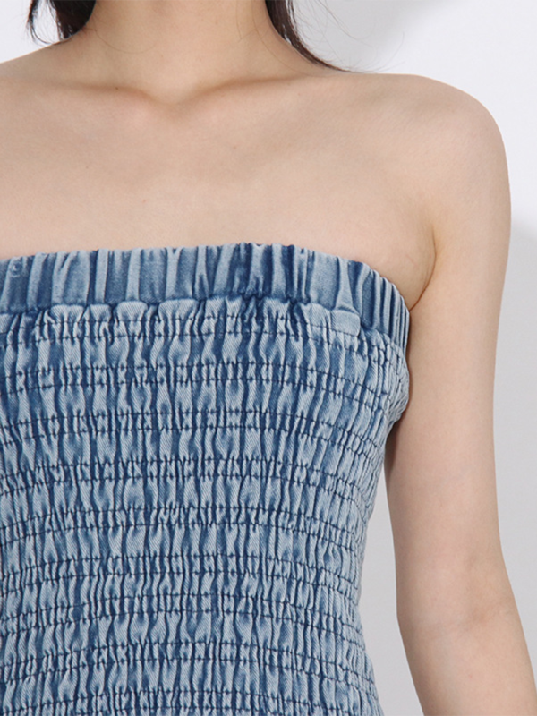 Levoire | Uusi Motetrend Multifuntionnel Volant Denim Bandeau-Top