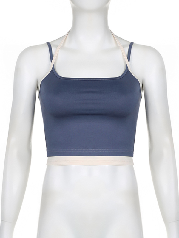 Levoire | Couleur contrastante Lacet Slim Fit sexy Dos Top