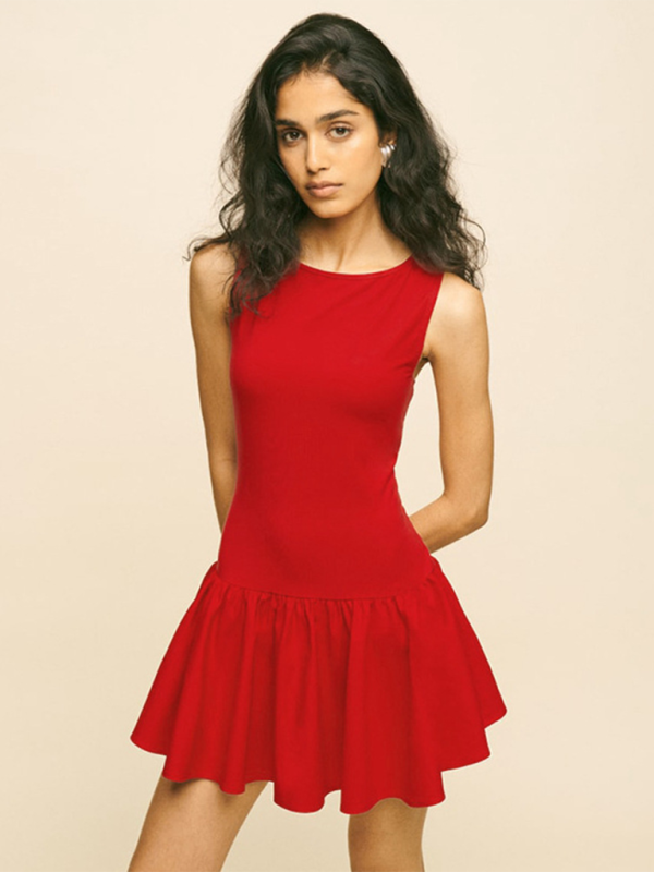 Levoire | Robe sans manches unie pour femmes avec coutures