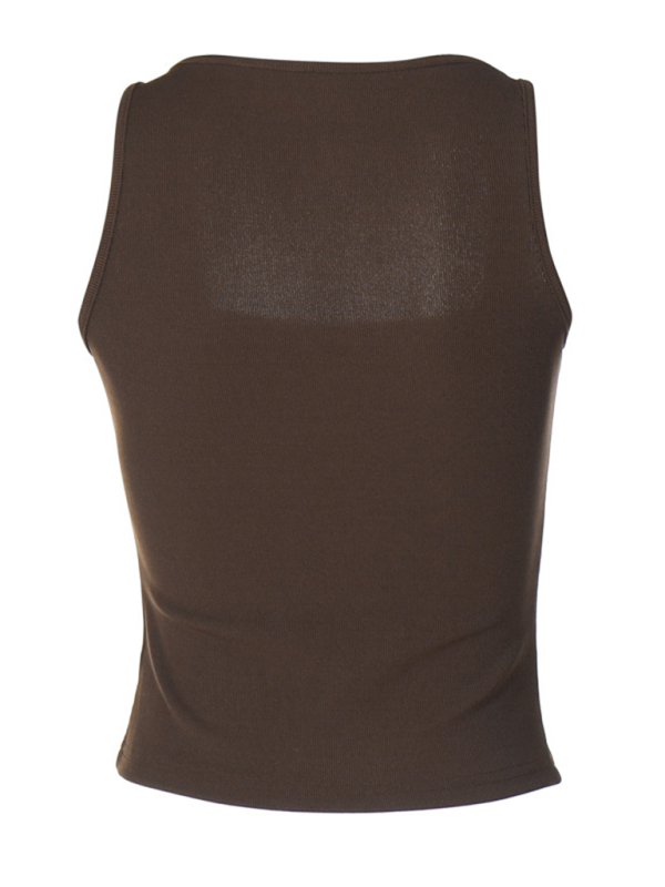 Levoire | Pour les femmes nouveau style impression de lettre U en col dégagé sans manches slim-fit sous-vêtement haut