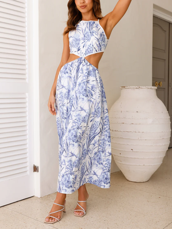 Levoire | Robe Halterimallinen Narukoru avec Imprimé Soie et Renforcement de la Taille