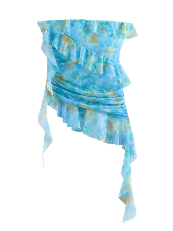Levoire | Culture de rue Designer T-shirt en soie imprimé Bleu