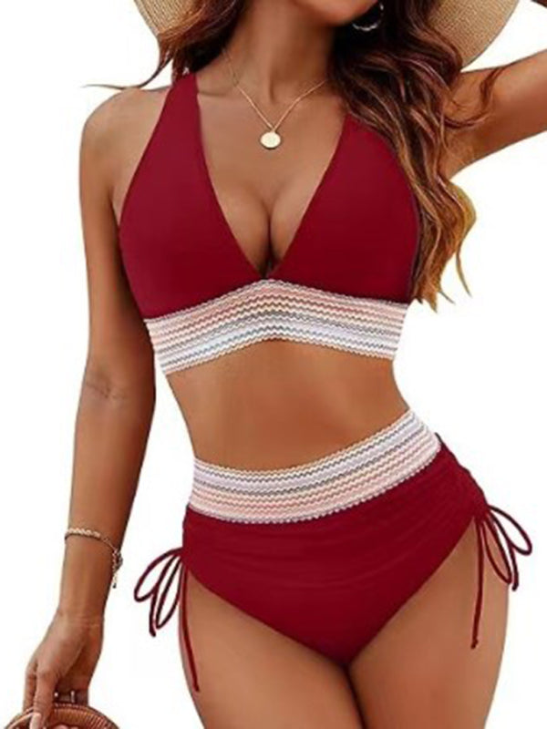 Levoire | Taille haute bikini deux pièces V-string trou lacet Vinkurv