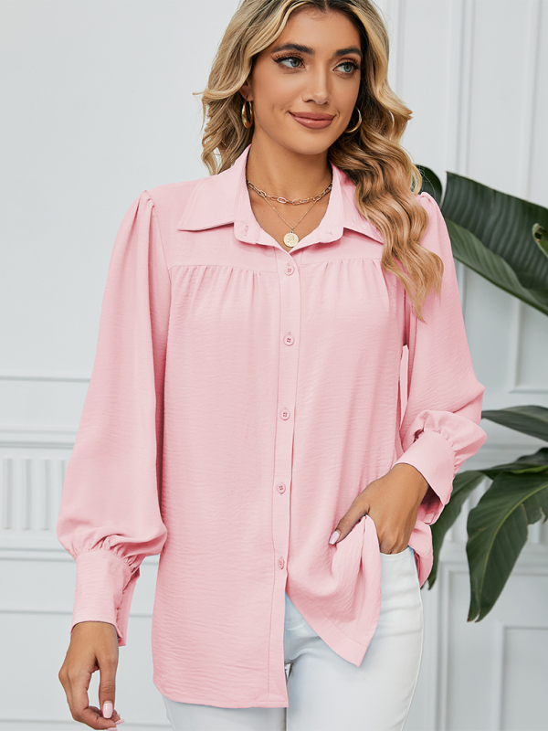 Levoire | Nouvelle chemise en chiffon ample à manches longues avec boutons Rosa