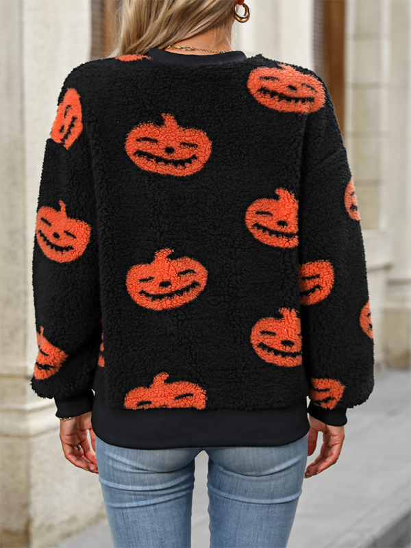 Levoire | Mode Démontable Imprimé Halloween Peluche Démontable Pull-over