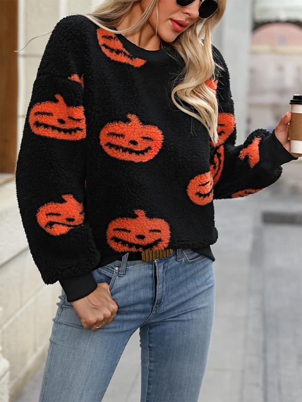 Levoire | Mode Démontable Imprimé Halloween Peluche Démontable Pull-over