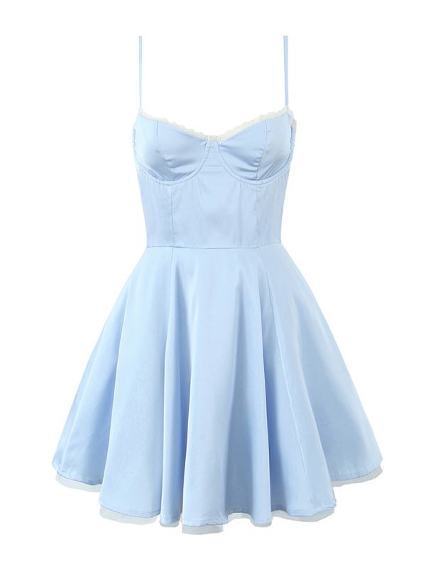 Levoire | Robe halter sexy à fleurs en V Bleu clair