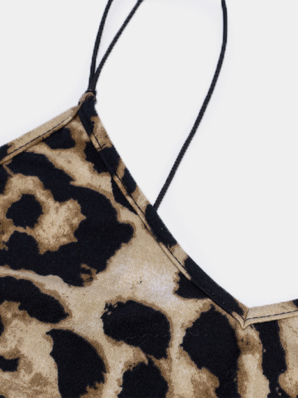 Levoire | Topless Sans Bretelles V-neck Imprimé Léopard-Serpent Robe Mode Design Sexy Midi Robe