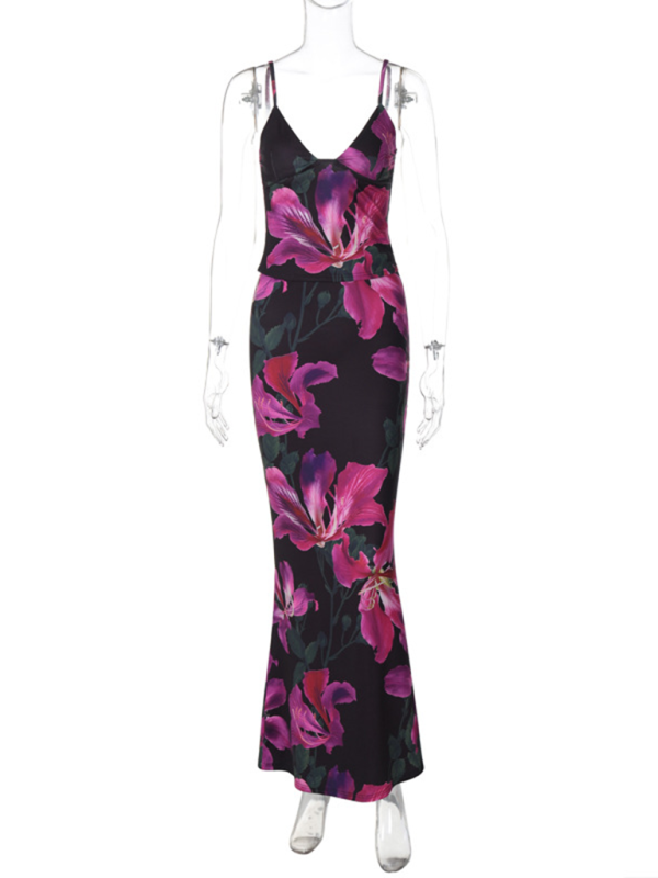 Levoire | Muoti Print Sexuel V-U-soutien-gorge Jupe Robe