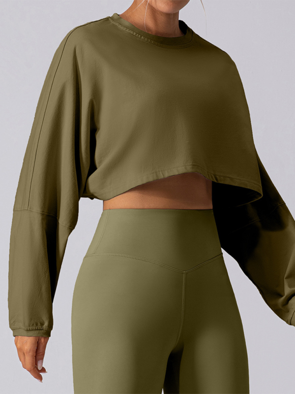 Levoire | Col rond sweatshirt T-shirt sport court basique t-shirt yoga course coupe ample haut à manches longues