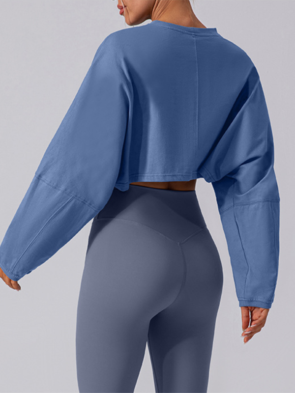 Levoire | Col rond sweatshirt T-shirt sport court basique t-shirt yoga course coupe ample haut à manches longues