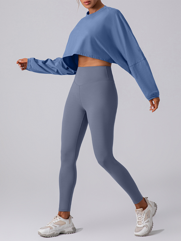 Levoire | Col rond sweatshirt T-shirt sport court basique t-shirt yoga course coupe ample haut à manches longues