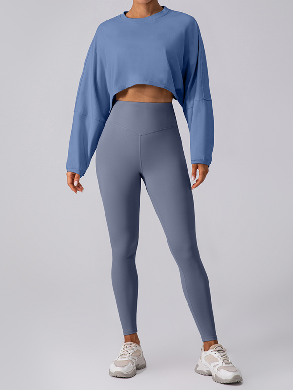 Levoire | Col rond sweatshirt T-shirt sport court basique t-shirt yoga course coupe ample haut à manches longues