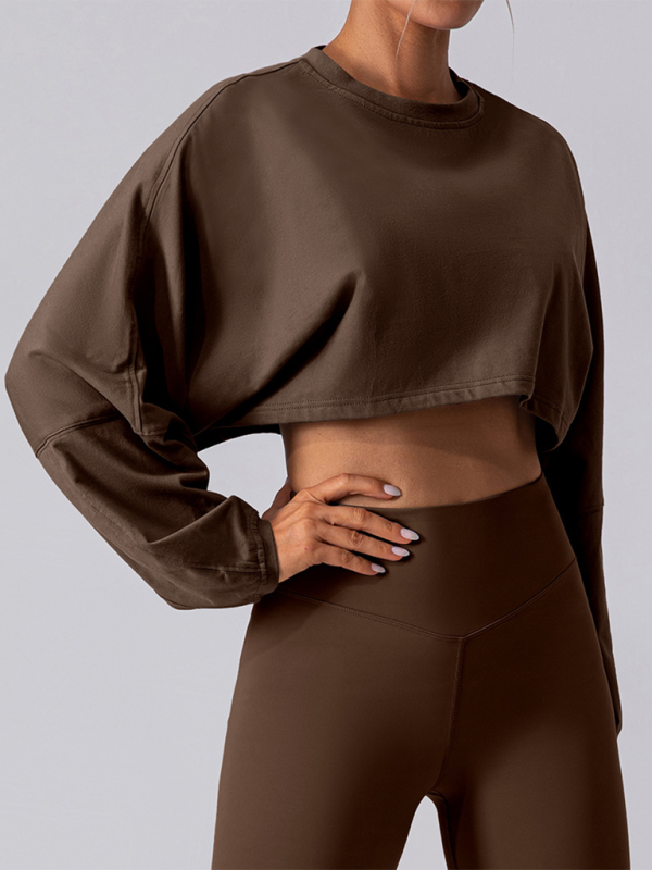 Levoire | Col rond sweatshirt T-shirt sport court basique t-shirt yoga course coupe ample haut à manches longues