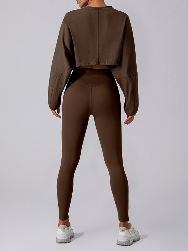 Levoire | Col rond sweatshirt T-shirt sport court basique t-shirt yoga course coupe ample haut à manches longues