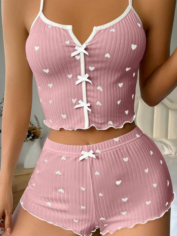 Levoire | Ensemble de pyjama sexy avec décolleté en front, contraste de couleur en forme de cœur