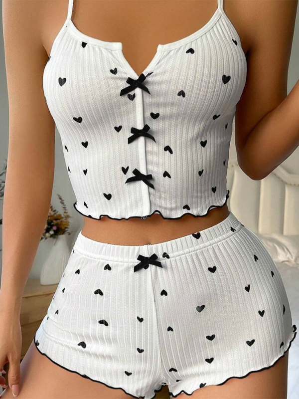 Levoire | Ensemble de pyjama sexy avec décolleté en front, contraste de couleur en forme de cœur Muster2