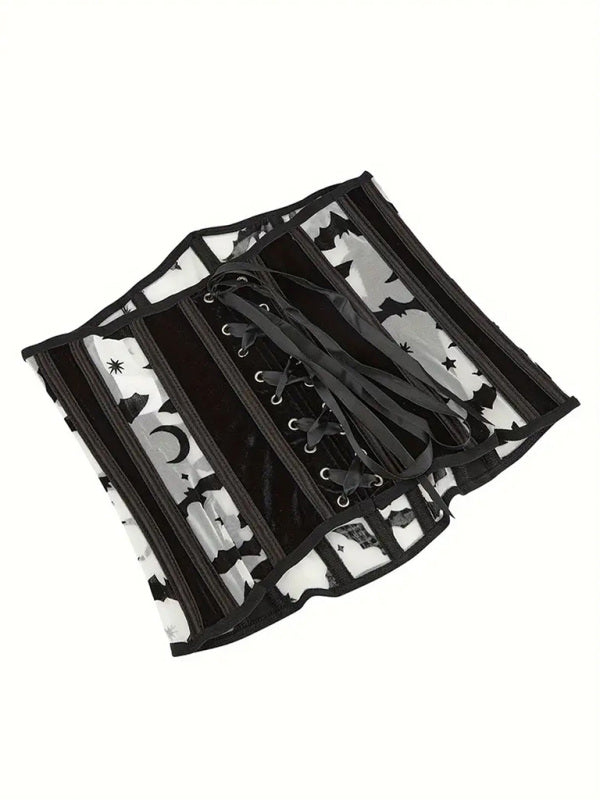 Levoire | Halloween Nouveau Ceinture de taille Kalajauho-Flanelli Impression de chauve-souris Corset