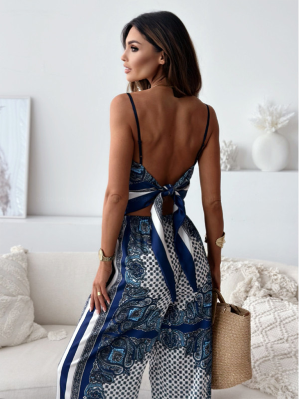 Levoire | Nouveau haut bustier à imprimé floral + pantalon à fleurs ensemble deux pièces