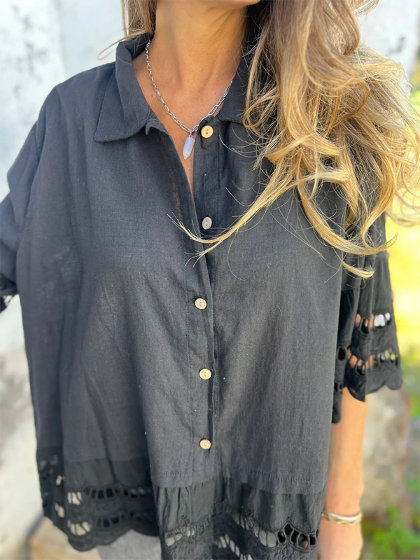 Levoire | Pour femmes Top à boutons hauts à manches larges pointues