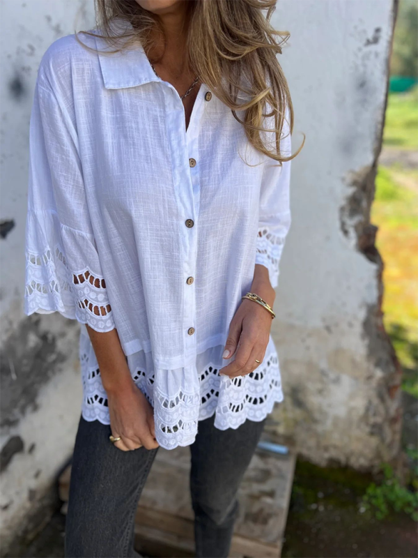 Levoire | Pour femmes Top à boutons hauts à manches larges pointues