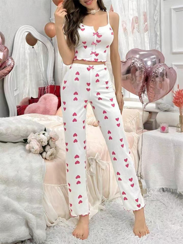 Levoire | Nouvelle coordination des couleurs de vêtements d'intérieur Ensemble de pyjama à bretelles avec front ouvert Miroir de réseau