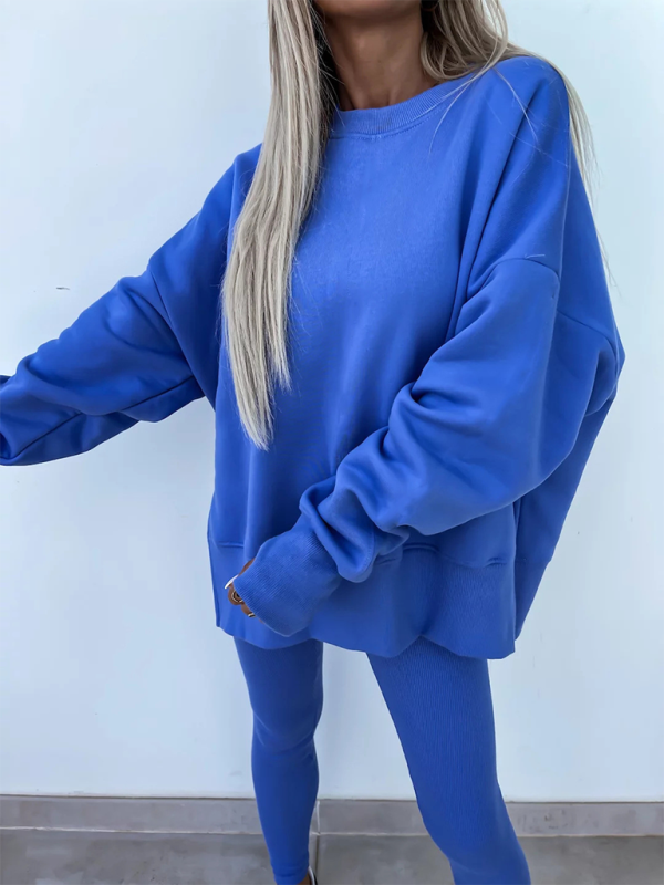 Levoire | Nouveau style décontracté coupe pantalon haut ample ensemble ensemble deux pièces Bleu