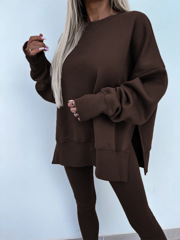 Levoire | Nouveau style décontracté coupe pantalon haut ample ensemble ensemble deux pièces Café
