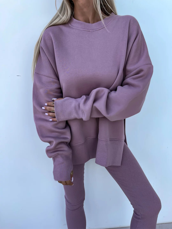 Levoire | Nouveau style décontracté coupe pantalon haut ample ensemble ensemble deux pièces Violet