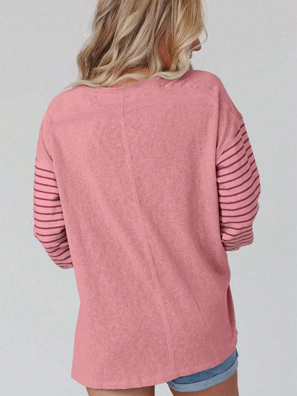 Levoire | Nouveau pull Col rond décontracté rayé perturbation de couleur T-shirt à manches longues