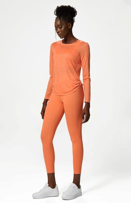 Levoire | Femme Col Ronde Curvé Bord Longue Manche Sport Top Sèche Rapidement Légèreté Haut de Yoga
