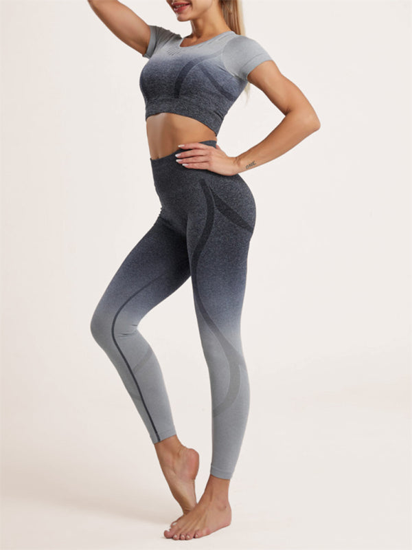 Levoire | Femme Dégradé Suspendre Teinture Sans Couture Yoga Ensemble Noir
