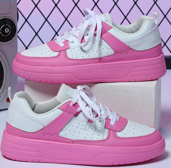 Levoire | Baskets Pour Femmes Avec Couleur Contrastante Rose rouge