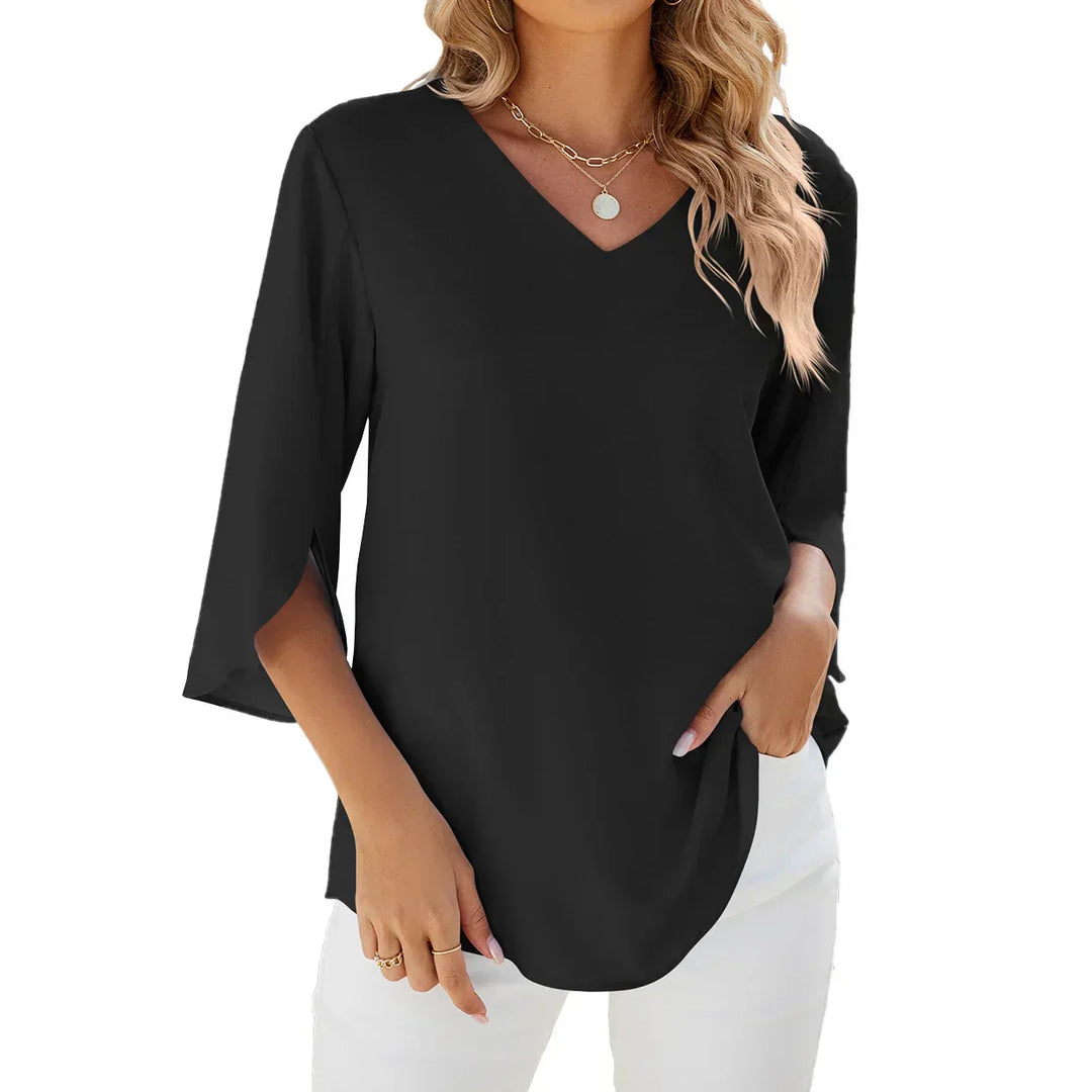 Levoire | Blouse Élégante Avec Décolleté En V Noir