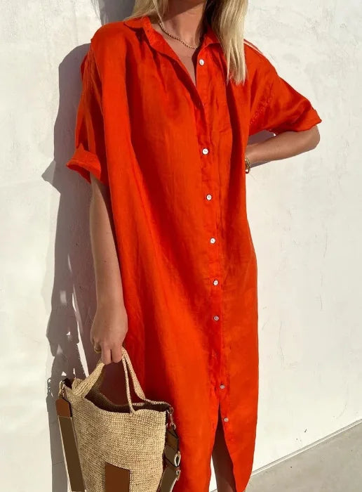 Levoire | Robe Chemise En Lin Rot