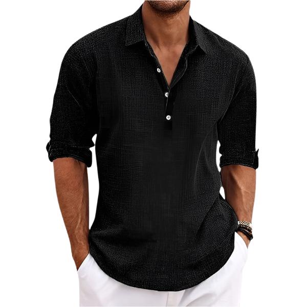Levoire | Chemise En Lin Classique Pour Hommes Noir