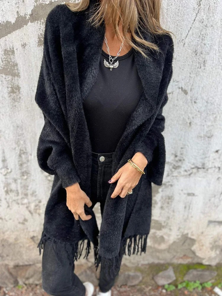 Levoire | Veste Kaftan à Manches Batwing Chaude Noir