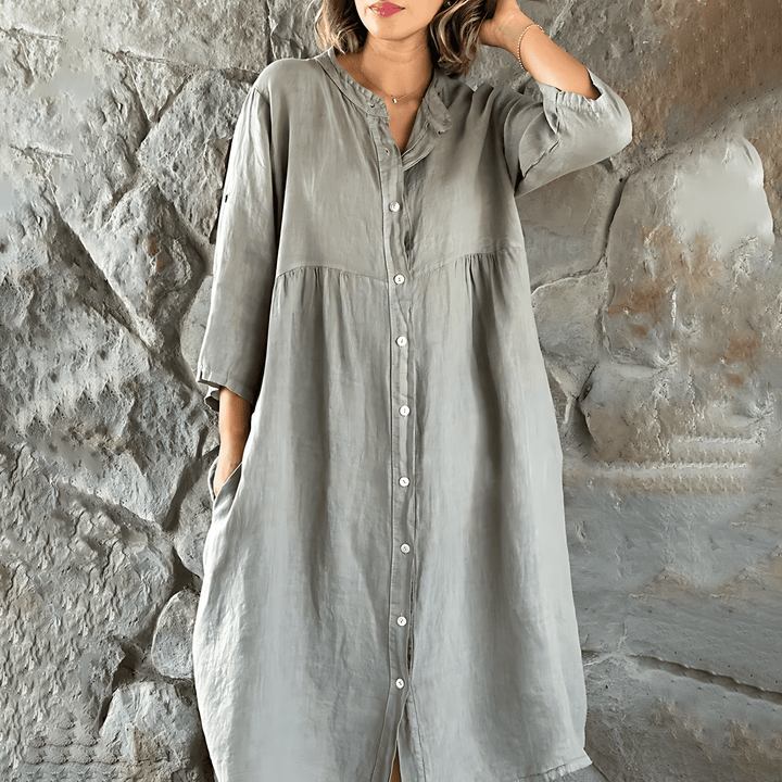 Levoire | Simple Stylish Loose Shirt Dress Gris