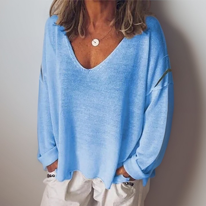 Levoire | Luxe V-Cou-Ouverte Chemise Bleu
