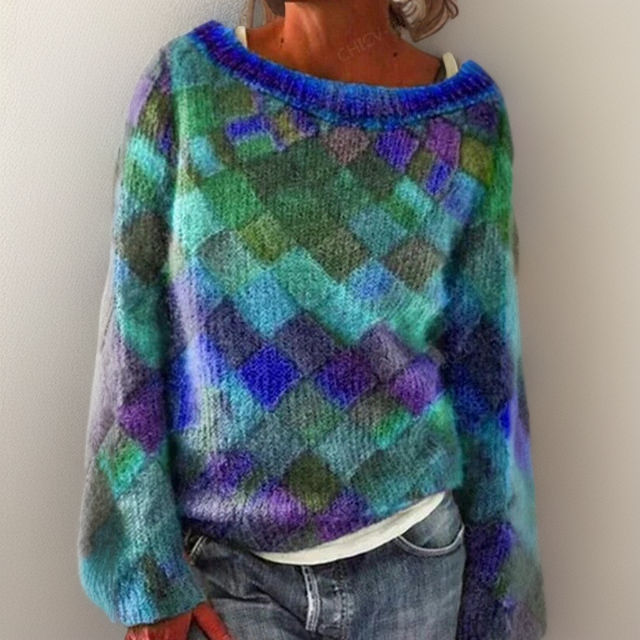 Levoire | Pull Élégant, Ample Avec Motif À Carreaux 3XL