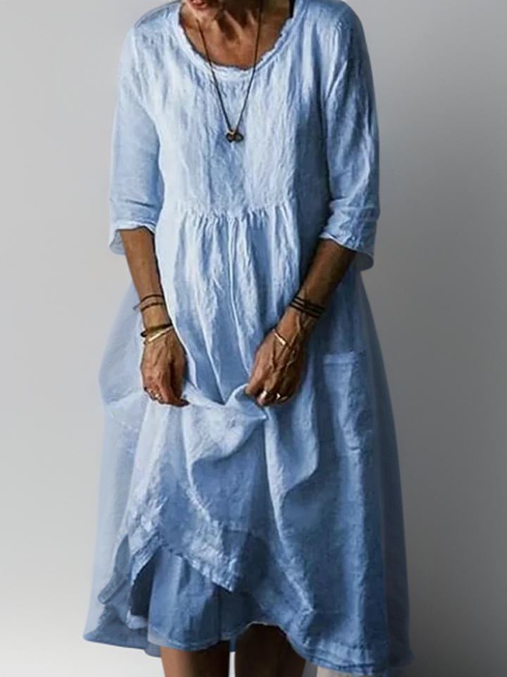 Levoire | Robe Maxi Avec Col Ronde Lâche Bleu