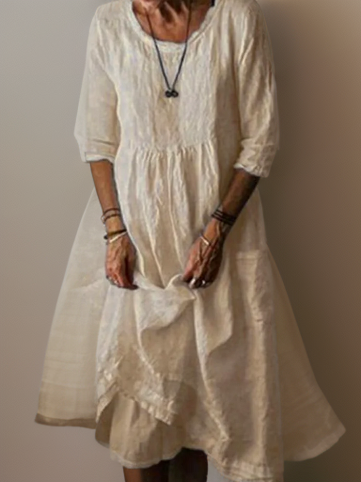 Levoire | Robe Maxi Col Rond Beige