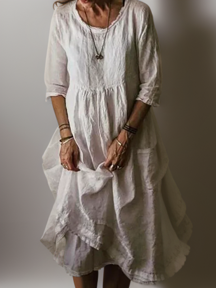 Levoire | Robe Maxime, avec un col rond décontracté Blanc