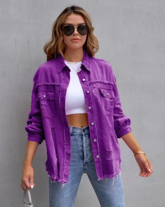 Levoire | Femme Oversize Veste | Déchirée Pourpre
